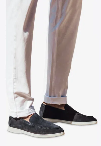 Les Canebiers Pardigon Mocassins In Suede In Blue