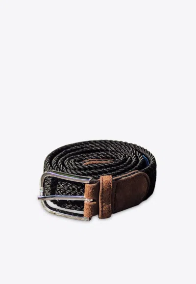 Les Canebiers Taillat Braided Belt With Suede Endings In Black