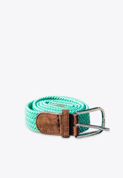 Les Canebiers Taillat Braided Belt With Suede Endings In Green