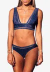 Les Canebiers Tambourinaires Bikini With Shiny Details In Navy In Blue