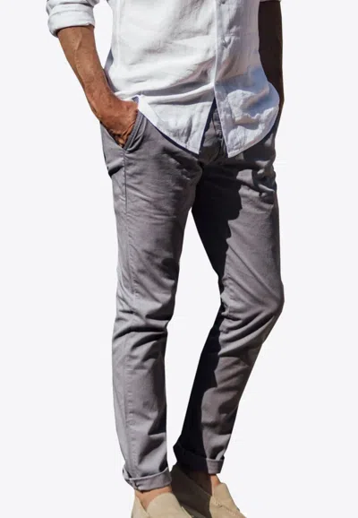Les Canebiers Tartane Straight-leg Casual Pants With Folded Hem In Gray