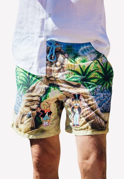 Les Canebiers Tulum Printed Swim Shorts In Multicolor