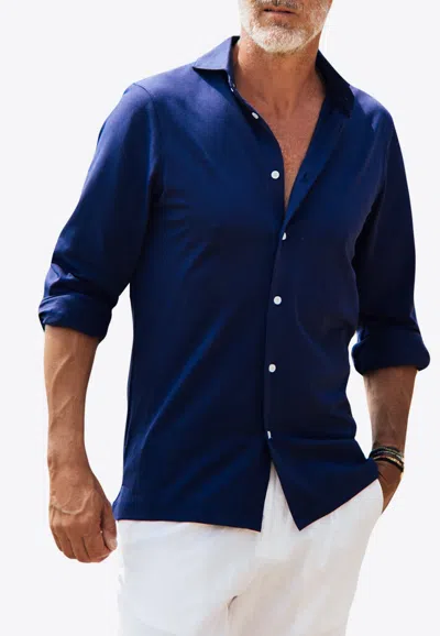 Les Canebiers Vallon Long-sleeved Shirt In Navy