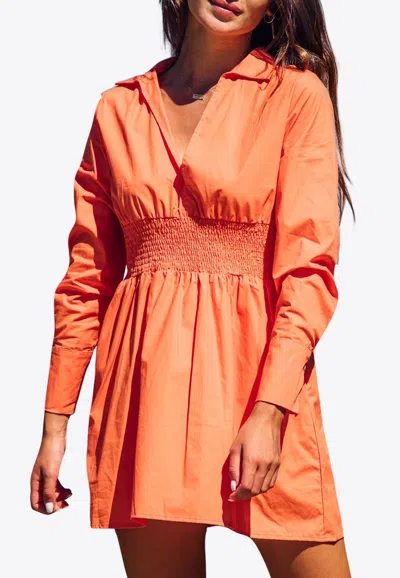 Les Canebiers Vignes Elastic Waist Mini Dress In Orange