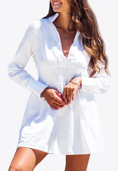 Les Canebiers Vignes Elastic Waist Mini Dress In White