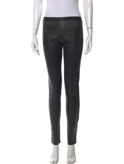Pre-owned Les Chiffoniers Leather Skinny Leg Pants In Black