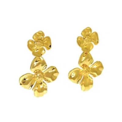 Les Cléias Acier Inoxydable Big Flowers Earrings, In Golden Stainless