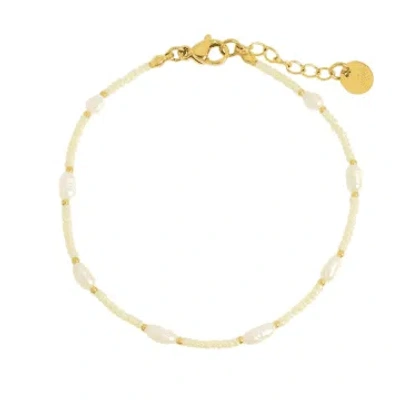 Les Cléias Acier Inoxydable Bracelet In Fresh Water And Stainless Steel Analisa In Gold