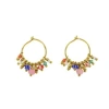 LES CLÉIAS ACIER INOXYDABLE DALIA MULTICOLORED GOLD STAINLESS STEEL CHARM EARRINGS