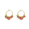 LES CLÉIAS ACIER INOXYDABLE DALIO MULTICOLORED GOLD STAINLESS STEEL CHARM EARRINGS