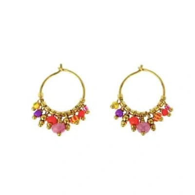 Les Cléias Acier Inoxydable Dalio Multicolored Gold Stainless Steel Charm Earrings