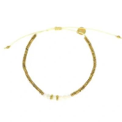 Les Cléias Acier Inoxydable Freshwater Pearl Cord Bracelet And Anna Stainless Steel In Gold