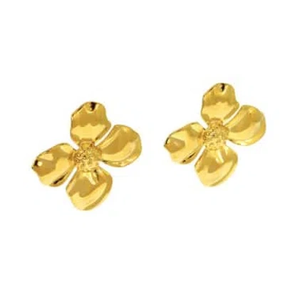 Les Cléias Acier Inoxydable Golden Flower Earrings In Stainless Steel