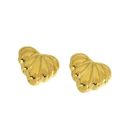 Les Cléias Acier Inoxydable Golden Heart Earrings In Stainless Steel