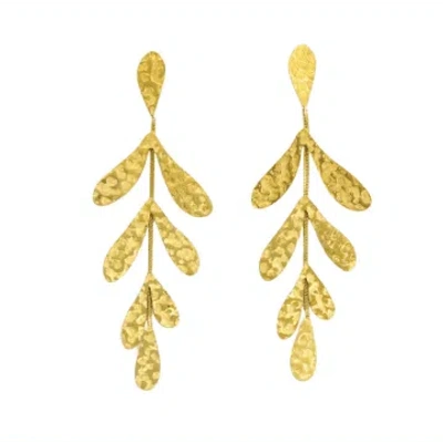 Les Cléias Acier Inoxydable Long -leaf Earrings, Golden Stainless Steel