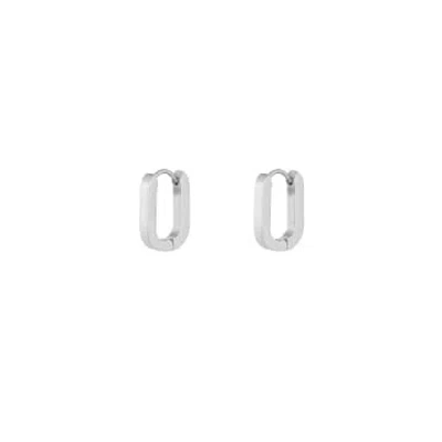 Les Cléias Acier Inoxydable Oval Earrings In Silver Stainless Steel Risel In Metallic