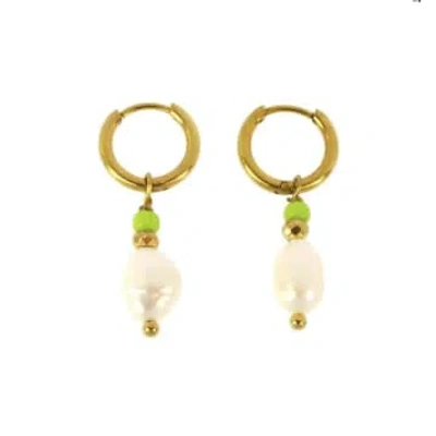 Les Cléias Acier Inoxydable Pali Golden Stainless Steel Nacer Pearl Earrings