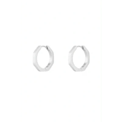 Les Cléias Acier Inoxydable Risca Silver Stainless Steel Earrings In White