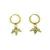 LES CLÉIAS ACIER INOXYDABLE TANI GOLD STAINLESS STEEL GREEN STONE EARRINGS