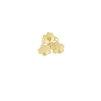 Les Cléias Acier Inoxydable Three Flower Golden Stainless Steel Ring