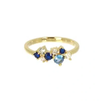 Les Cléias Plaqué Or Gold Plated Ring And Paul Blue Stones