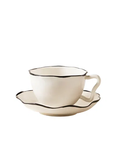Les Collection Ribbon Teacup And Saucer