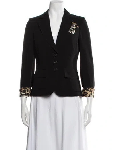 Pre-owned Les Copains Animal Print Blazer In Black