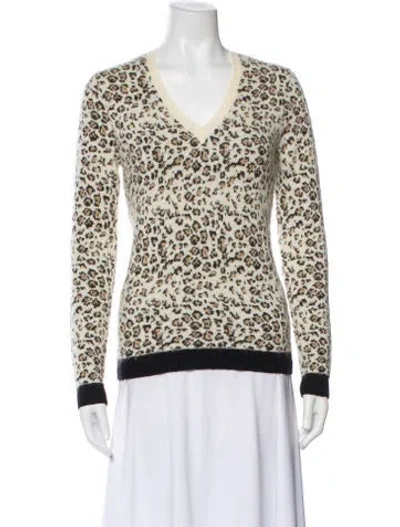 Pre-owned Les Copains Animal Print V-neck Sweater In Multi
