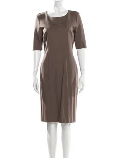 Pre-owned Les Copains Bateau Neckline Knee-length Dress In Brown