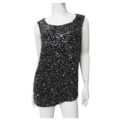 Pre-owned Les Copains Beaded Silk Top 1990s In Black