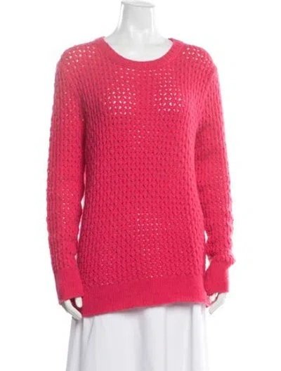 Pre-owned Les Copains Cable Knit Crew Neck Sweater W/ Tags In Pink