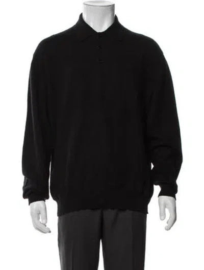 Pre-owned Les Copains Cashmere Collar Polo Sweater In Black