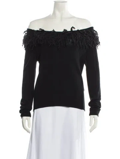 Pre-owned Les Copains Cashmere Off-the-shoulder Sweater In Black