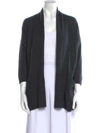 Pre-owned Les Copains Cashmere Open Front Sweater In Gray