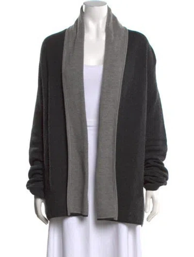 Pre-owned Les Copains Cashmere Open Front Sweater In Grey