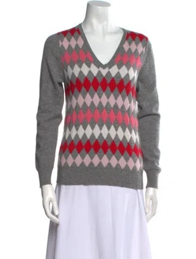 Pre-owned Les Copains Cashmere Printed Sweater In Gray
