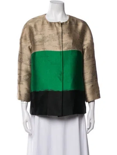 Pre-owned Les Copains Colorblock Pattern Jacket In Green