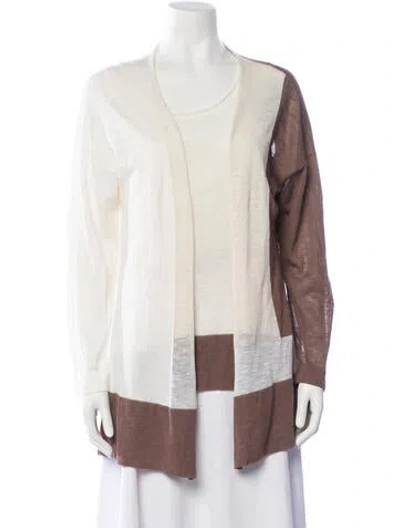 Pre-owned Les Copains Colorblock Pattern Scoop Neck Sweater In White