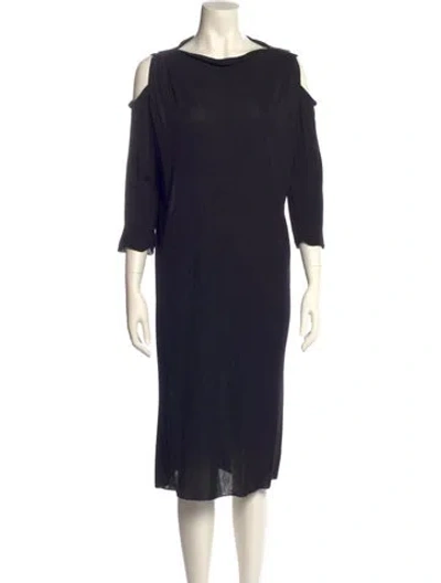 Pre-owned Les Copains Cowl Neck Midi Length Dress In Black