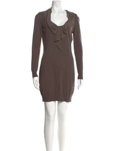 Pre-owned Les Copains Cowl Neck Mini Dress In Brown