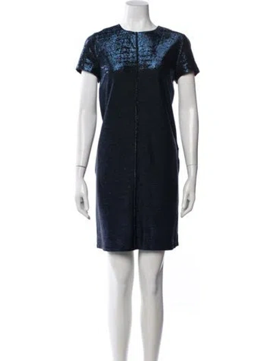 Pre-owned Les Copains Crew Neck Knee-length Dress In Blue/metallic