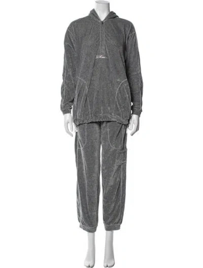 Pre-owned Les Copains Distressed Accents Tracksuit In Gray