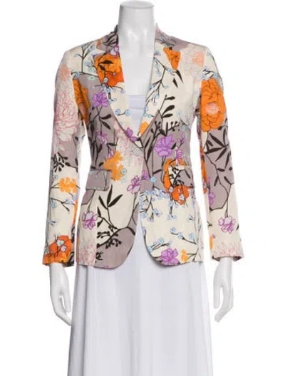 Pre-owned Les Copains Floral Print Blazer In Neutral