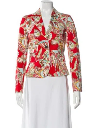 Pre-owned Les Copains Floral Print Blazer In Red