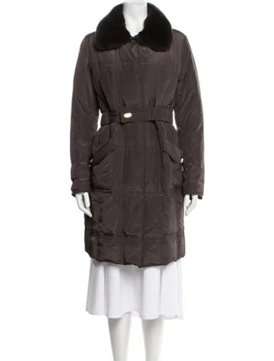 Pre-owned Les Copains Goat Fur Down Coat In Brown