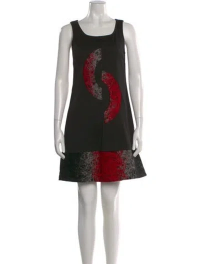 Pre-owned Les Copains Graphic Print Mini Dress In Black