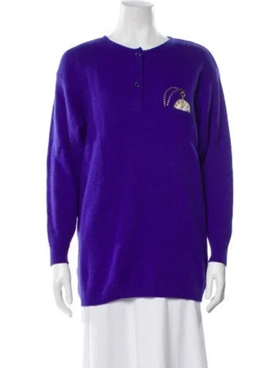 Pre-owned Les Copains Graphic Print Scoop Neck Sweater In Purple