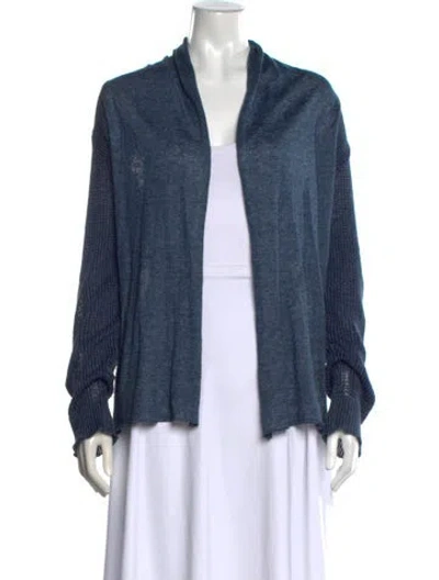 Pre-owned Les Copains Hemp Open Front Sweater In Blue