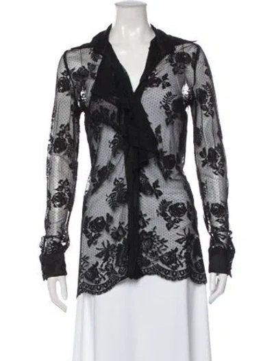 Pre-owned Les Copains Lace Pattern Long Dress In Black