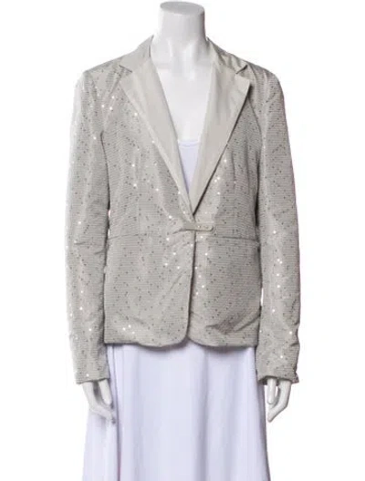 Pre-owned Les Copains Leather Blazer In Gray